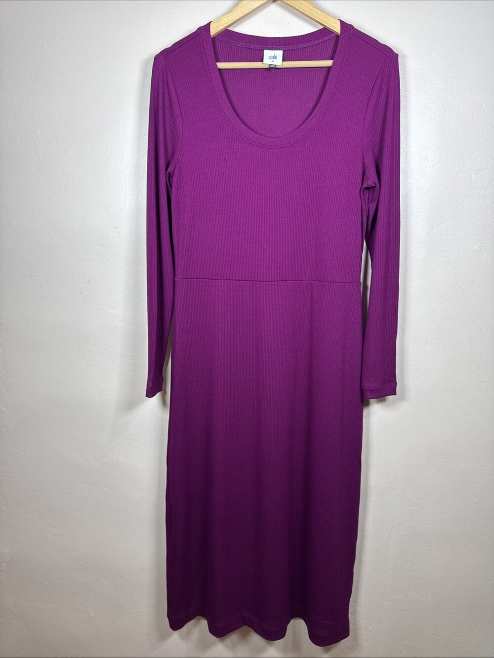 Cabi Midi Dress Body con Long Sleeve Rib knit Any Day #4801 Preppy Casual